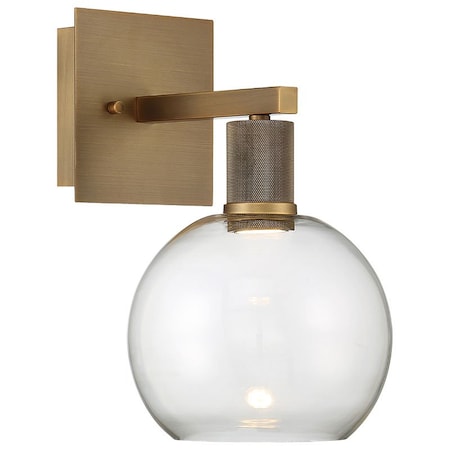 Access Lighting Port Nine Burgundy, Burgundy LED Wall Sconce, Antique Brushed Brass Finish, Clear Glass 63145LEDD-ABB/CLR